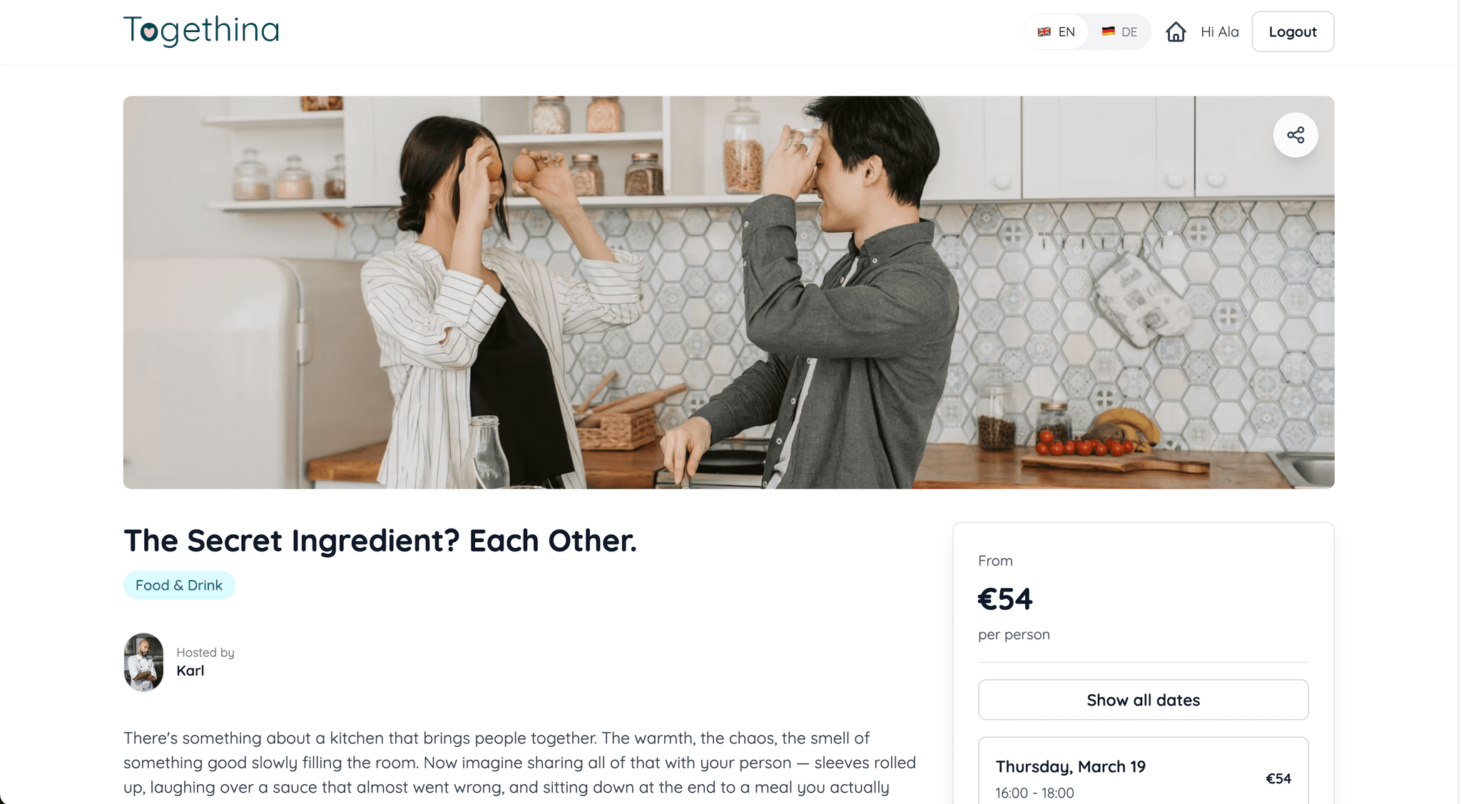 Event listing on mobile