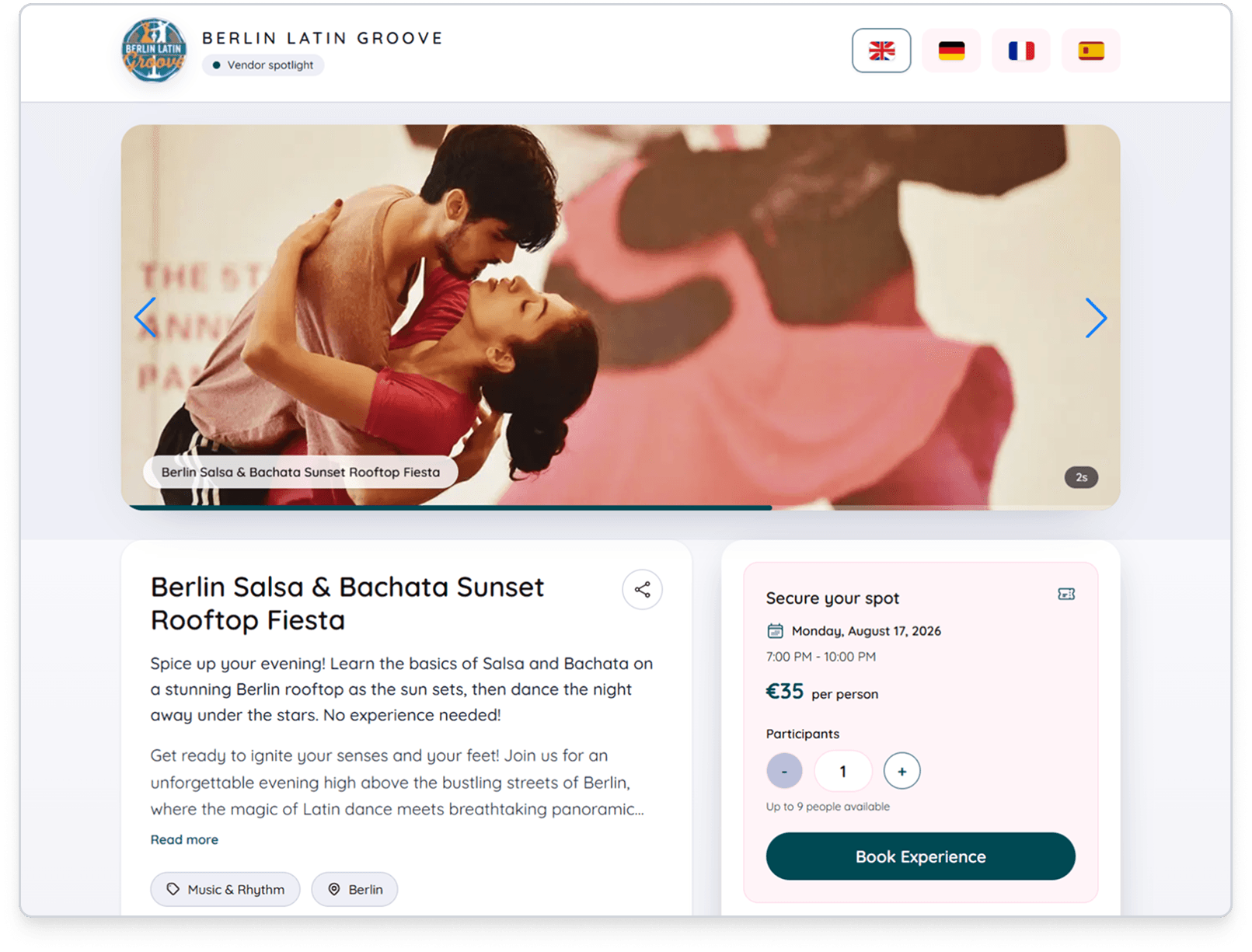 Event listing on mobile